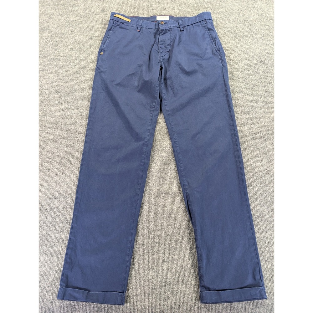 Re-HasH Mucha Easy Wear Mens 34 Navy Blue Stretch Chino Pants Made in Italy